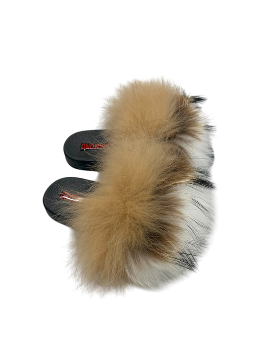 Kids faux fur slides white-cream