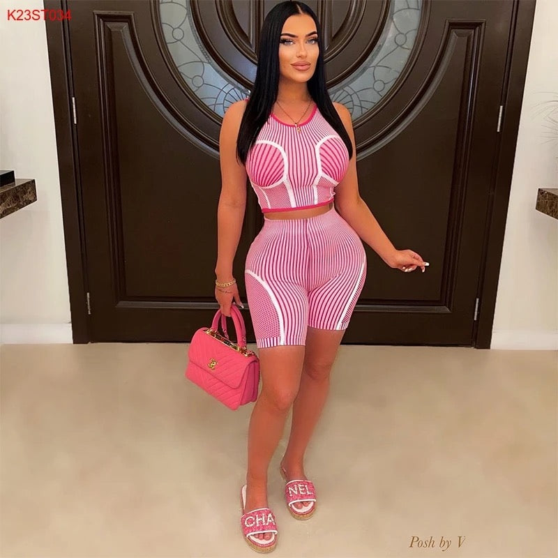 Pink Brief Short Set