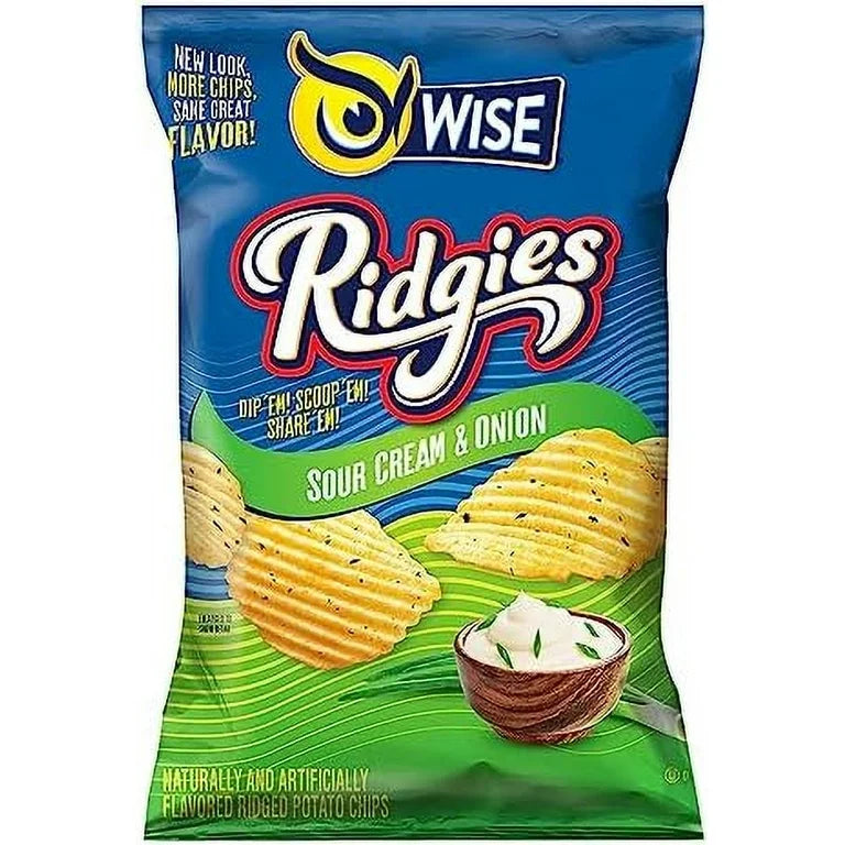 Wise Ridgies Sour Cream & Onion Ridged Potato Chips
