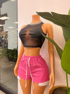 Casual Leather Pink Shorts