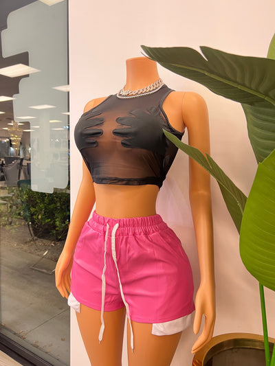 Casual Leather Pink Shorts