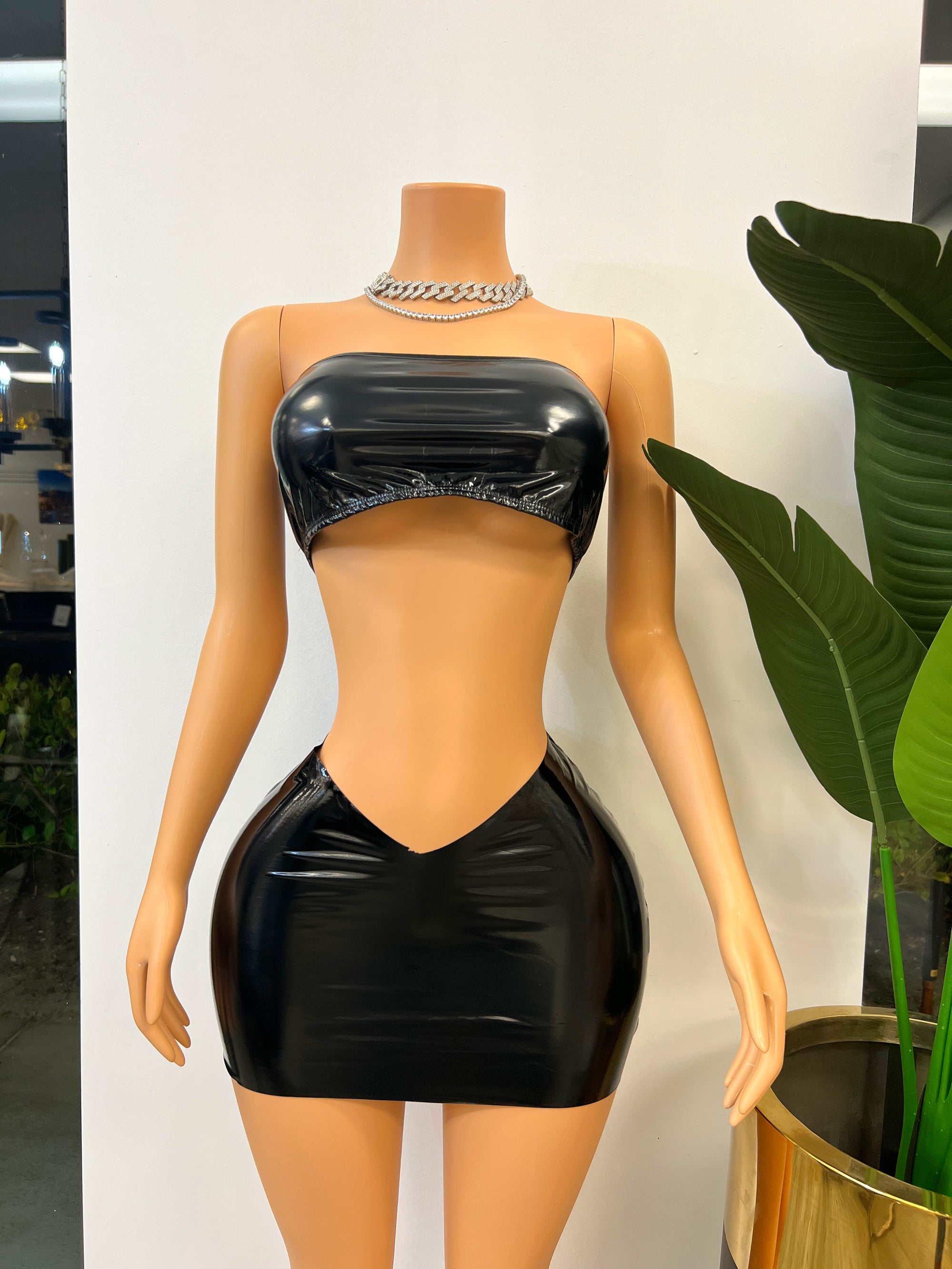 Leather Skirt Set