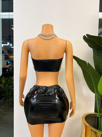 Leather Skirt Set