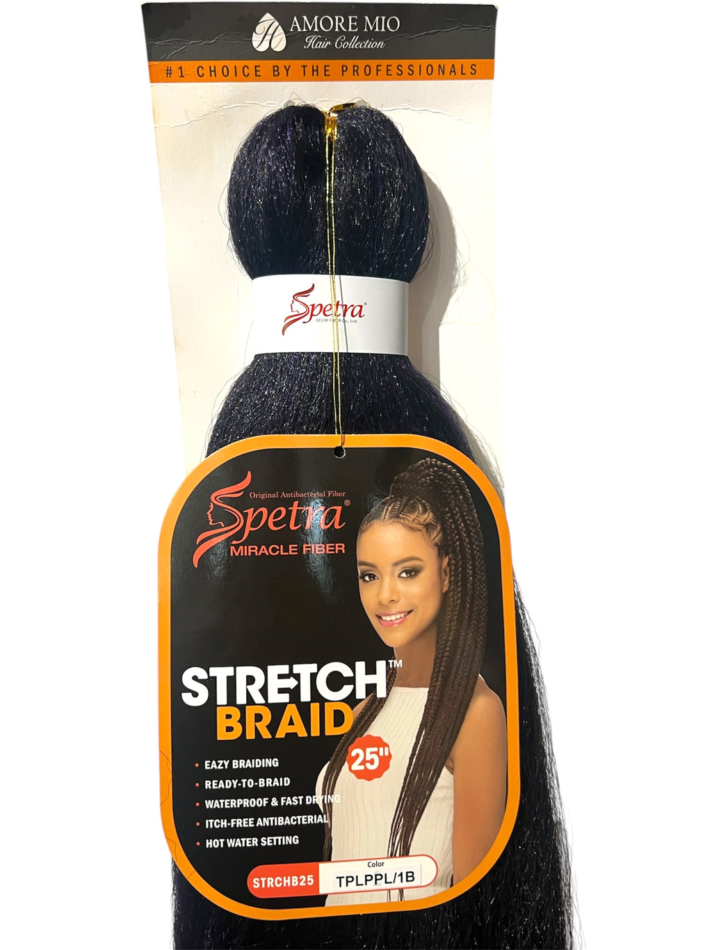 Amore Mio Spetra Miracle Fiber Stretch Braid 1 Pack 25” Braiding Hair #TPLPPL/1B