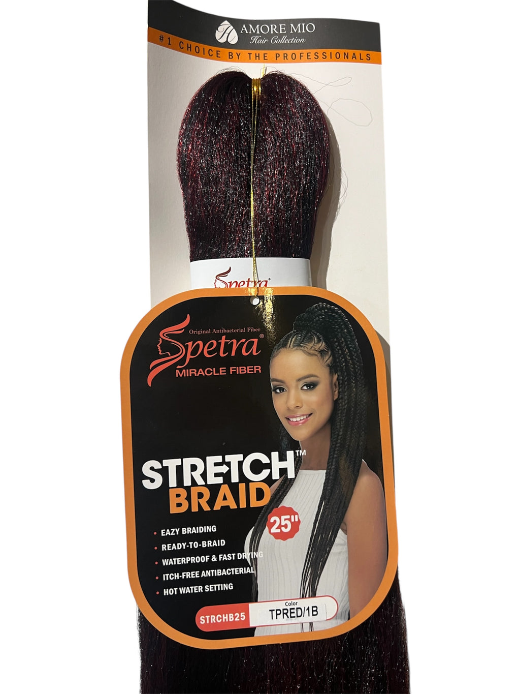 Amore Mio Spetra Miracle Fiber Stretch Braid 1 Pack 25” Braiding Hair #TPRED/1B