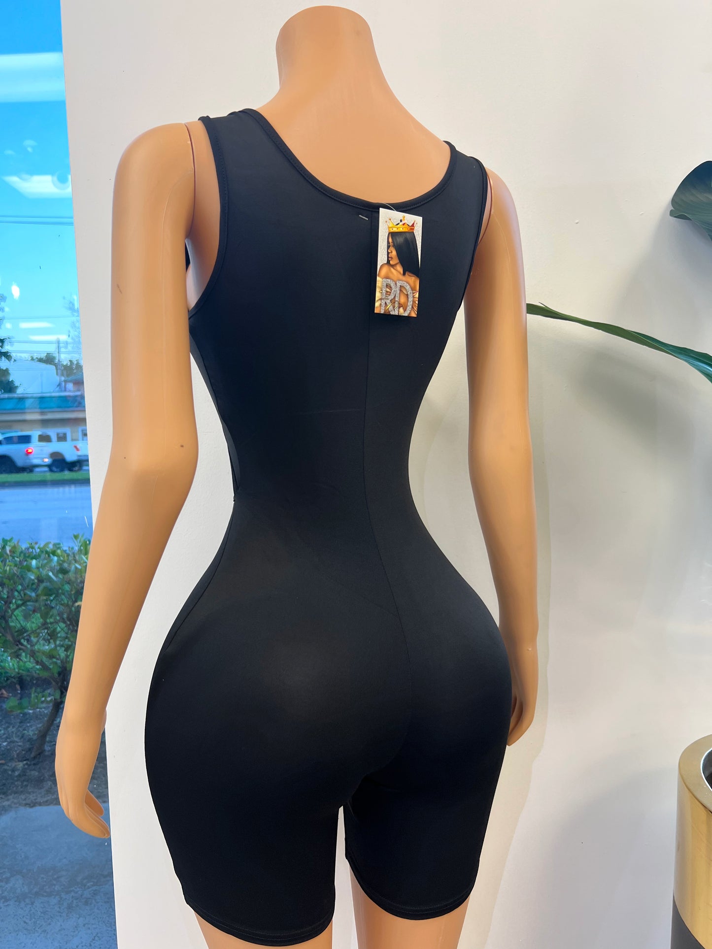 Knot Solid Black Romper