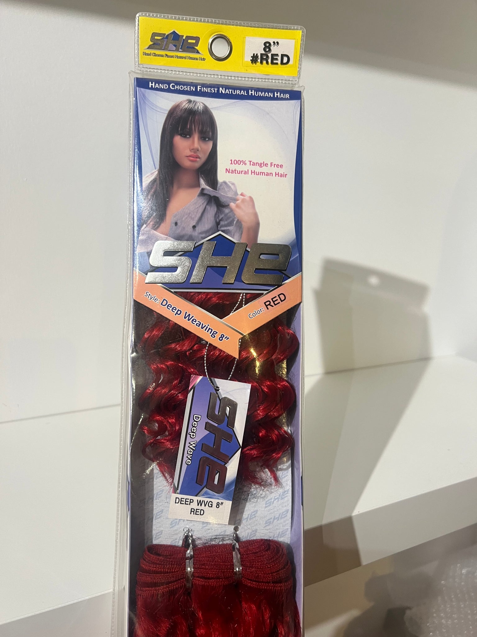 SHe Natural Human Hair Yaki deep Weaving X2 8 Inch Color red