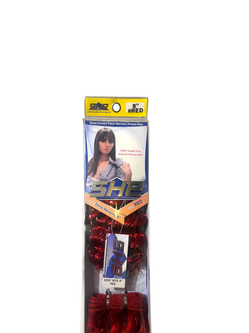 SHe Natural Human Hair Yaki deep Weaving X2 8 Inch Color red