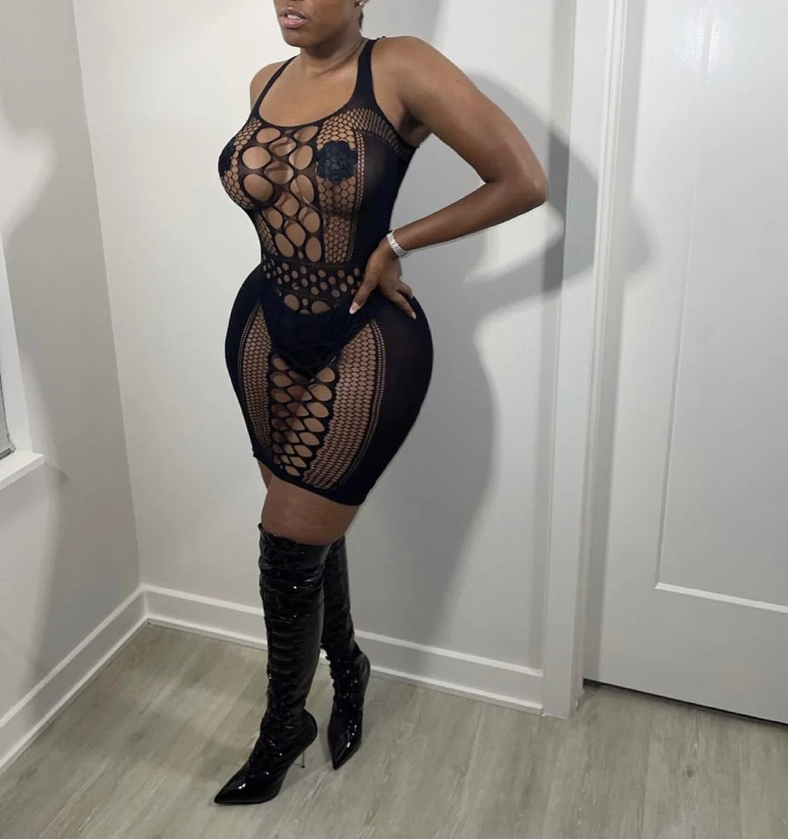 Mesh See Through  Short Dress