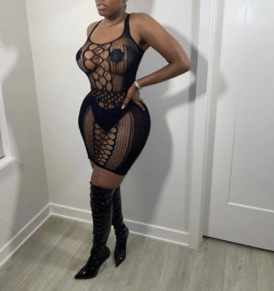 Mesh See Through  Short Dress