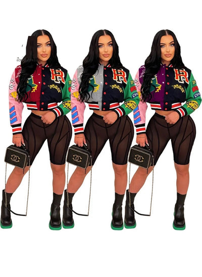 Patchwork Color Bomber Jackets