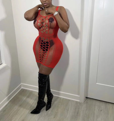 Mesh See Through  Short Dress