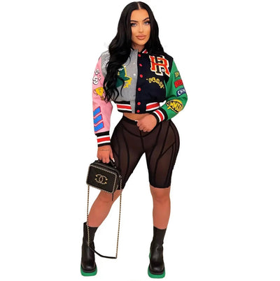 Patchwork Color Bomber Jackets