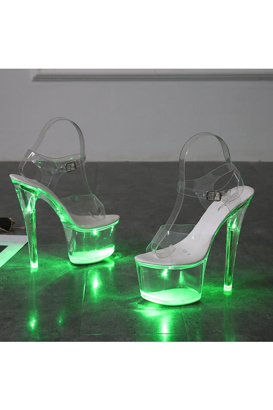 Clear Platform green led Stilettos for Women