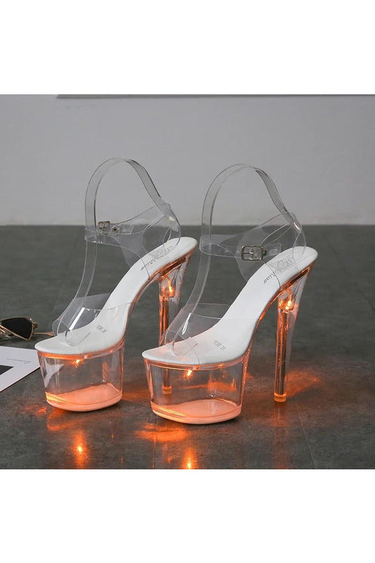 Yellow Clear Platform led Stilettos for Women