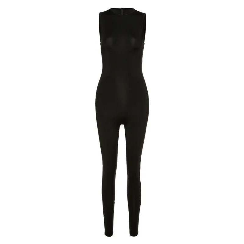 Sleeveless Zipper Fitness Sports Skinny Rompers