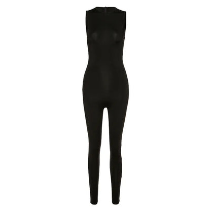 Sleeveless Zipper Fitness Sports Skinny Rompers