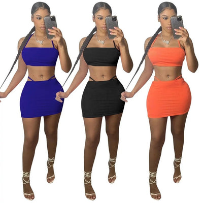 Strapless Crop Top Bandage Skirt set