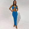 Lace Up Tank Top Slim Long Skirt  Set