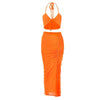 Lace Up Tank Top Slim Long Skirt  Set