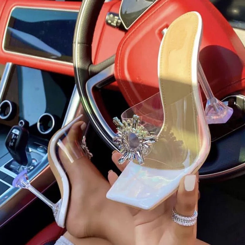 Transparent Sun Flower High Heels