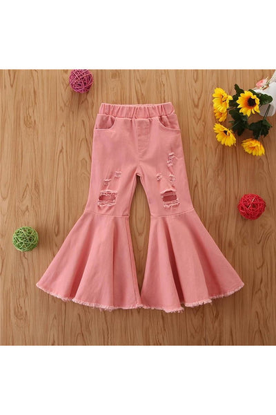 Fashion hole children jeans pants for girls