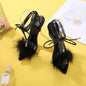 FEATHER ANKLE STRAP HIGH HEEELS