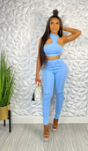 One Shoulder Crop Top Sport Suit Outfit Set
