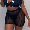 Mesh See Through Black Shorts