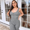 Solid Knitted Elastic Halter Shorts One Piece