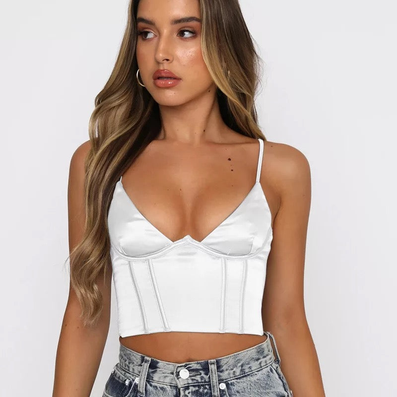 V Neck Crop Top Corset