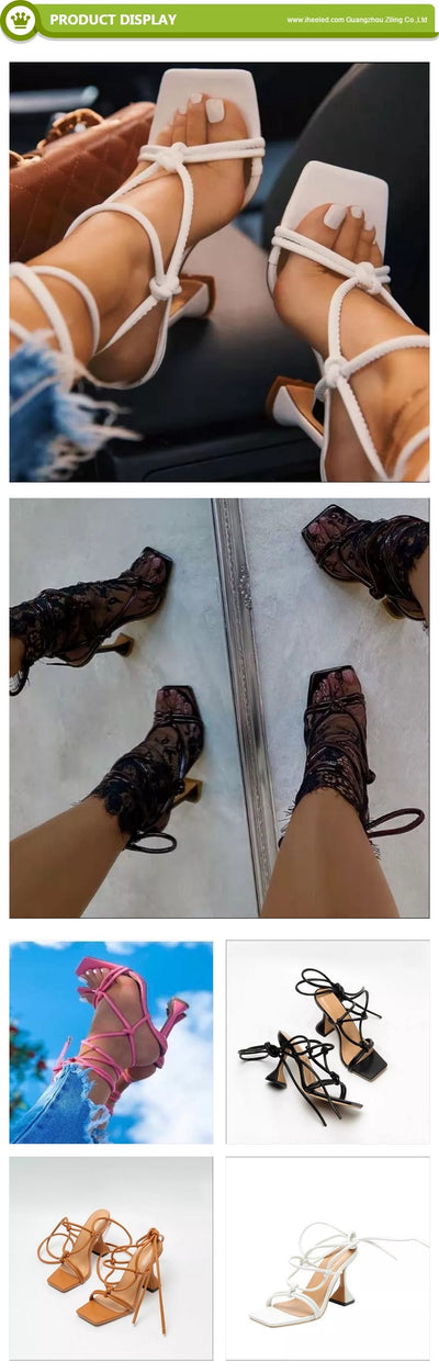 square toe lace up Heels