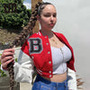 Patchwork Crop Top Bomber Baseball Jackets Coats