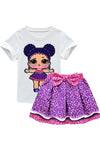 LOL print skirt little girls summer clothing sets