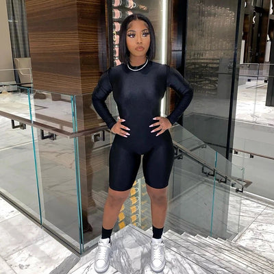 Slim Fit Solid Breathable Shorts Jumpsuit