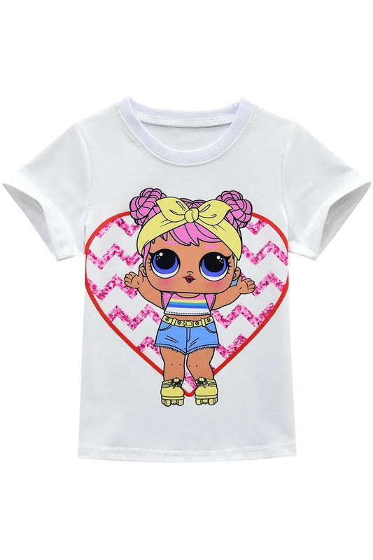 Coco melon 3 piece white print top matching skirt