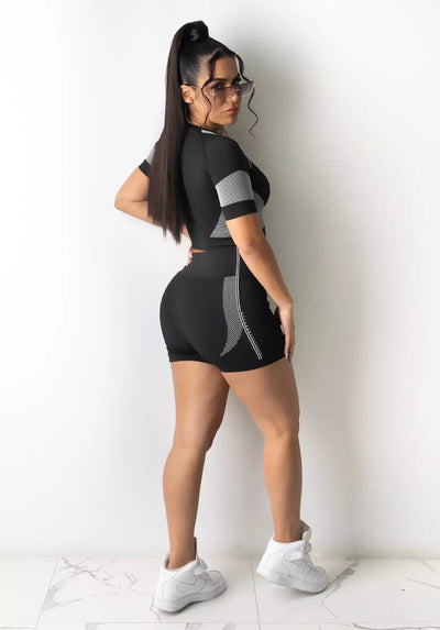 Shorts Set Female Crop T Shirt Shorts Sweat