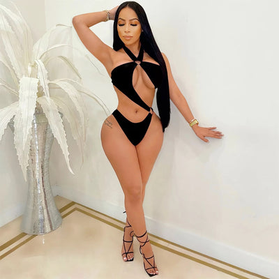 Sexy Halter High Split Two Piece Long Skirt Set