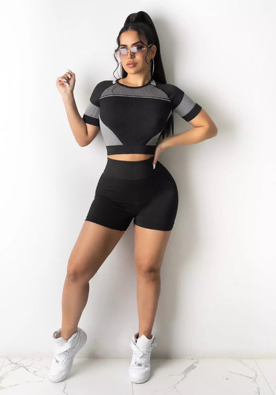 Shorts Set Female Crop T Shirt Shorts Sweat