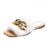 gold chain luxury fur sandals